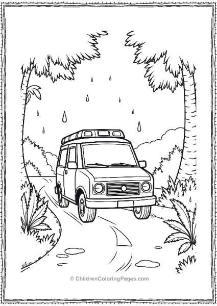 Ambulance Rushing Through A Jungle Patch Free PDF Printable