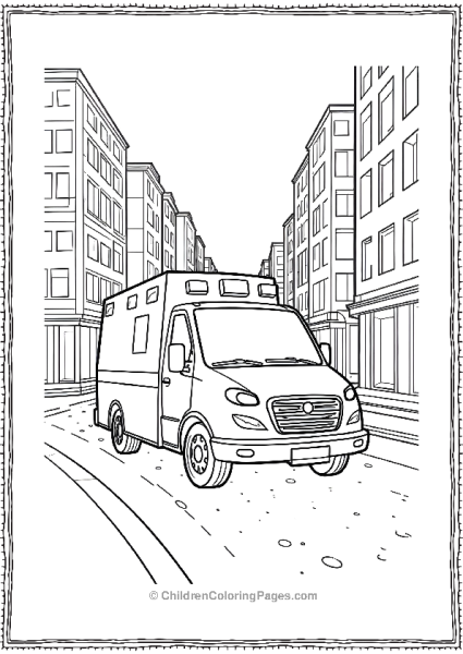 Ambulance Speeding Through A Busy City Free PDF Printable