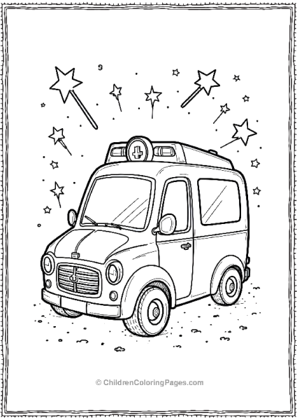 Ambulance Surrounded By Sparkles Free PDF Printable