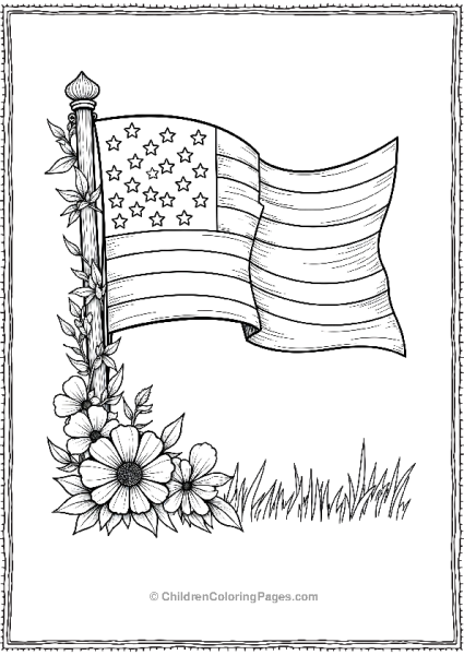 American Flag Made Of Flowers Free PDF Printable