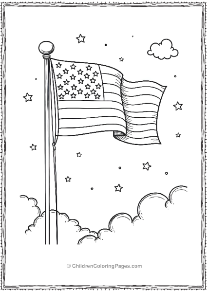 American Flag On A Pole Free PDF Printable