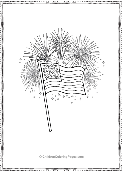 American Flag With Fireworks Free PDF Printable