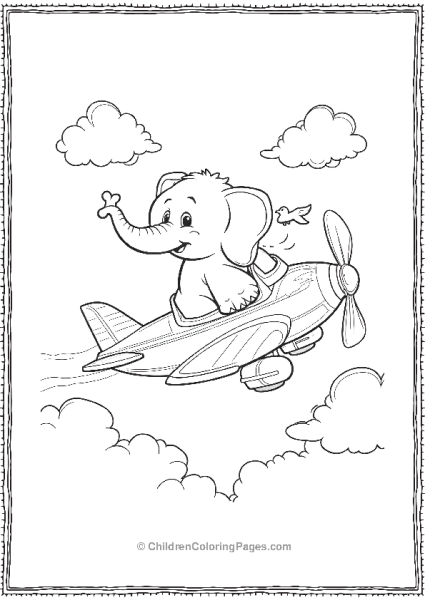 An Elephant Flying Its Own Custom Airplane Free PDF Printable