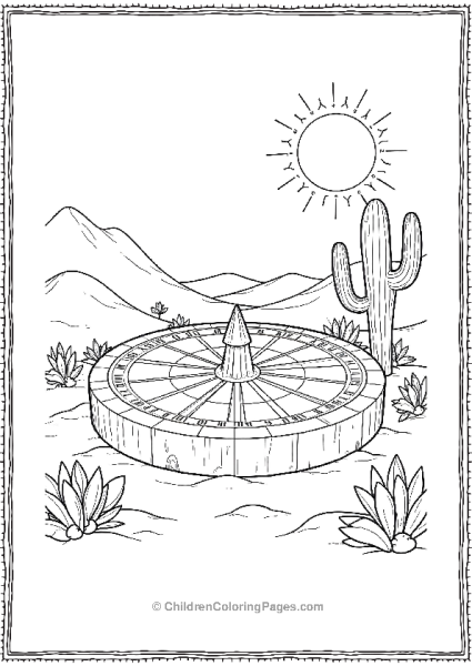 Ancient Sundial Desert Scene Free PDF Printable