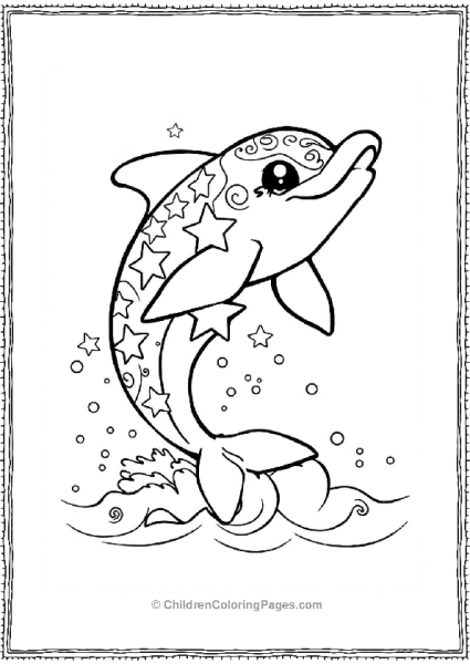 Anime Dolphin With Swirls Free PDF Printable