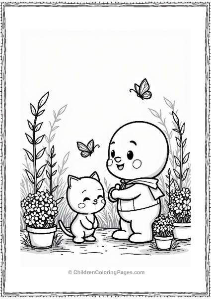 Anpanman And The Cute Cat In A Garden Free PDF Printable