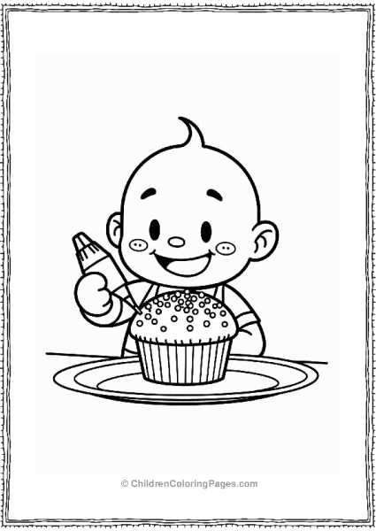 Anpanman Decorating A Cupcake Free PDF Printable