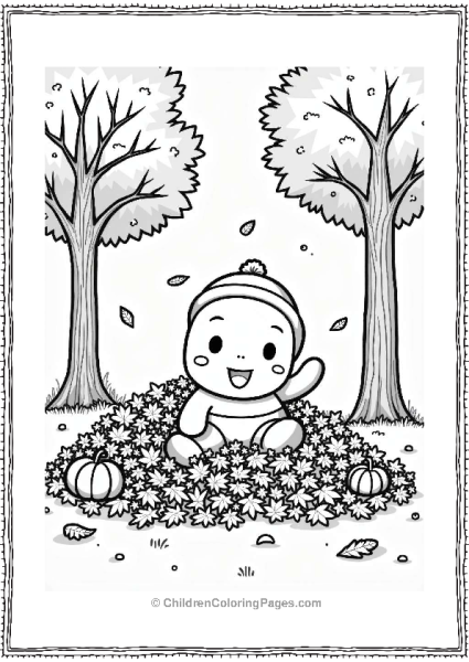 Anpanman Playing In Autumn Leaves Free PDF Printable