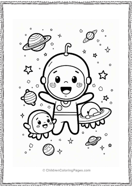 Anpanman With His Spaceship Friends Among Stars Free PDF Printable