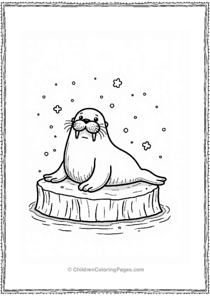 Arctic Scene With Friendly Walrus Free PDF Printable