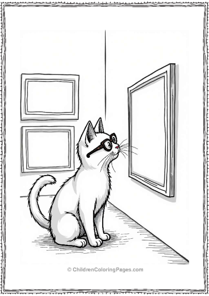 Art Gallery Cat Admiring Artwork Free PDF Printable