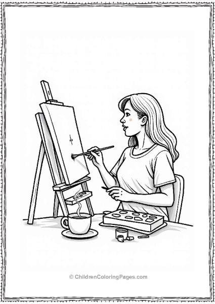 Artist With Coffee At Work Free PDF Printable