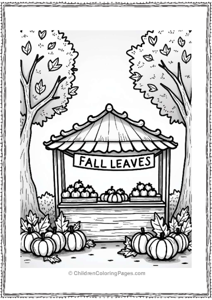 Autumn Market Stall With Colorful Leaves Free PDF Printable