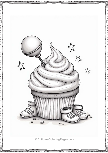 Baby Shower Cupcake With Rattle Free PDF Printable