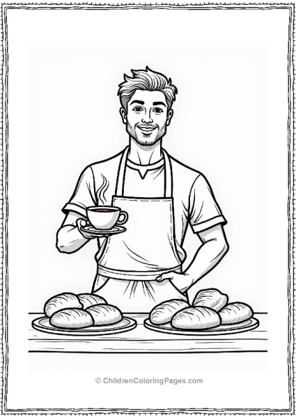 Baker With Fresh Coffee And Pastries Free PDF Printable