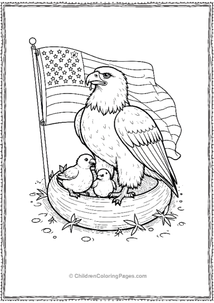 Bald Eagle With Baby Birds And Flag A Mothers Love Free PDF Printable