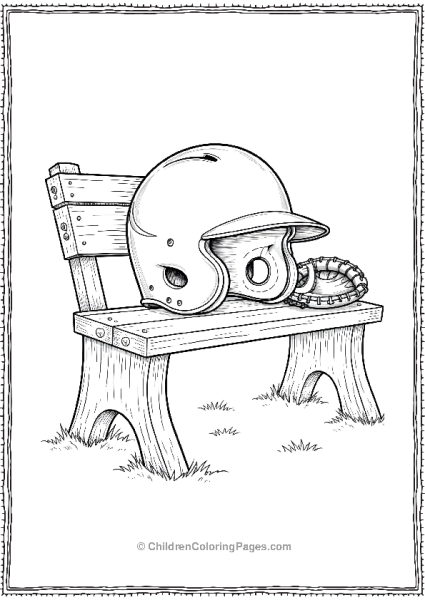 Baseball Helmet On Bench Free PDF Printable