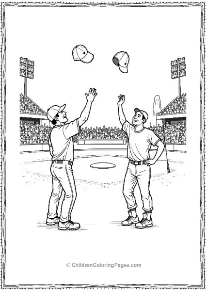 Baseball Players Tossing Hats Free PDF Printable