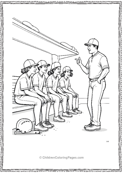 Baseball Team Dugout Scene Free PDF Printable