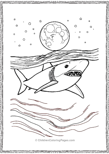 Basking Shark In A Moon Light Free PDF Printable