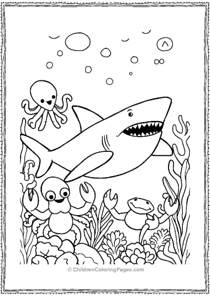 Basking Shark In A Whimistacal Under Water Scene Free PDF Printable