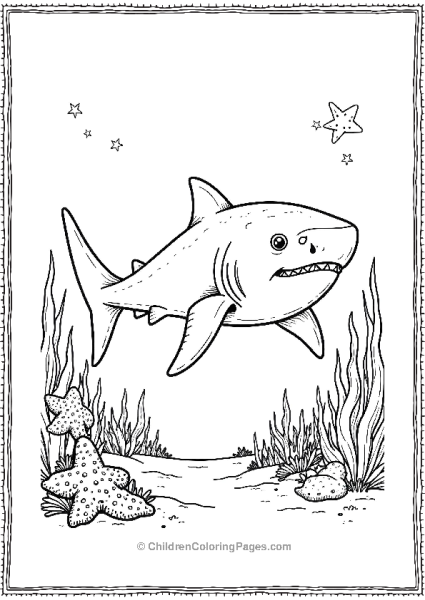 Basking Shark In Coral Reef Free PDF Printable