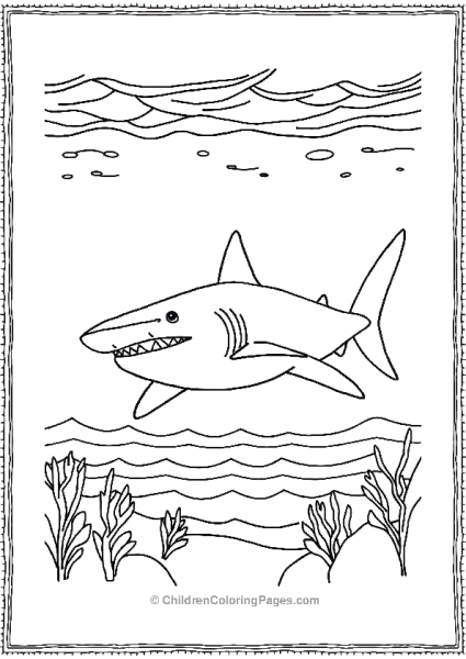 Basking Shark In Simple Underwater Scene Free PDF Printable