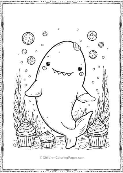 Basking Shark With Cupcakes Free PDF Printable