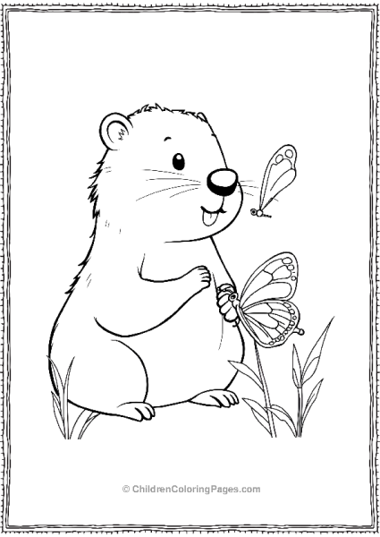 Beaver And A Butterfly Free PDF Printable