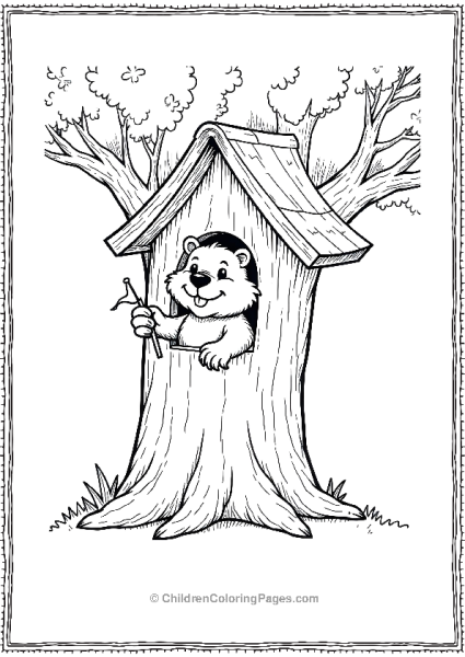 Beaver In A Treehouse Free PDF Printable