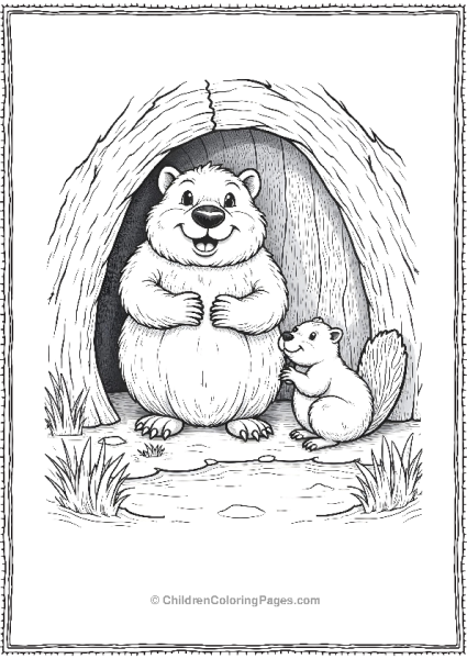 Beaver Inside A Lodge Free PDF Printable