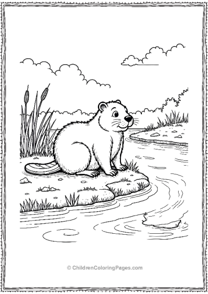 Beaver Near Pond Free PDF Printable