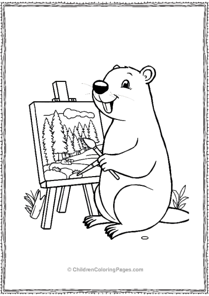 Beaver Painting A Picture Free PDF Printable