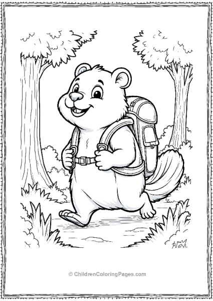 Beaver With A Backpack Free PDF Printable