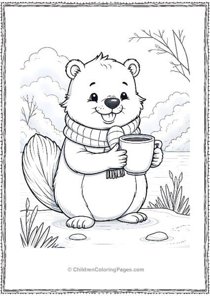 Beaver With A Scarf Free PDF Printable