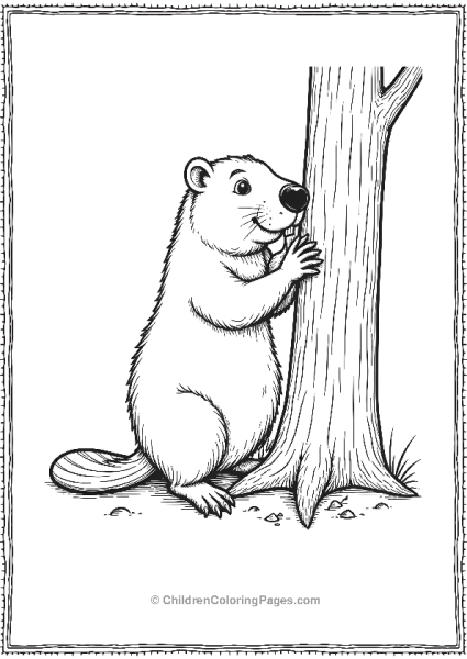 Beaver With A Tree Free PDF Printable