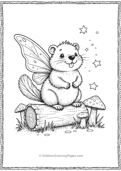 Beaver With Fairy Wings Free PDF Printable