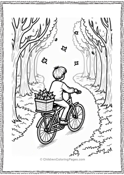 Bicycle With Fall Leaves On A Winding Path Free PDF Printable