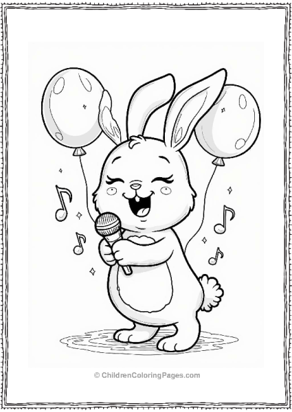 Birthday Bunny Singing With Microphone Free PDF Printable