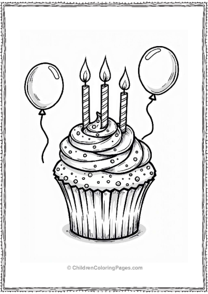 Birthday Cupcake With Candles Free PDF Printable