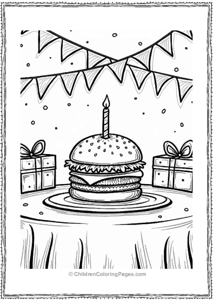 Birthday Party Table With Burger Free PDF Printable