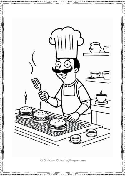 Bob Flipping Burgers At The Grill Free PDF Printable