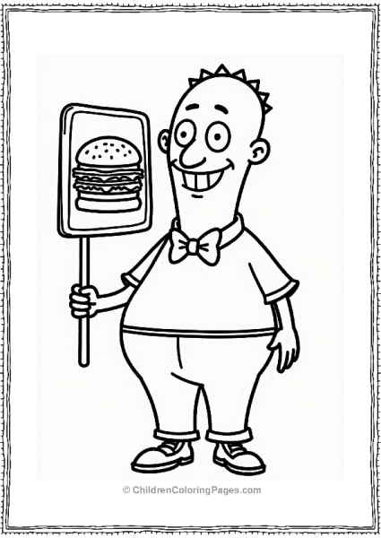 Bob’s Burgers Character With Menu And Burger Sign Free PDF Printable