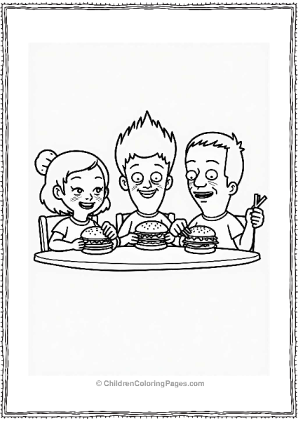 Bob’s Burgers Customers Enjoying Burgers Free PDF Printable