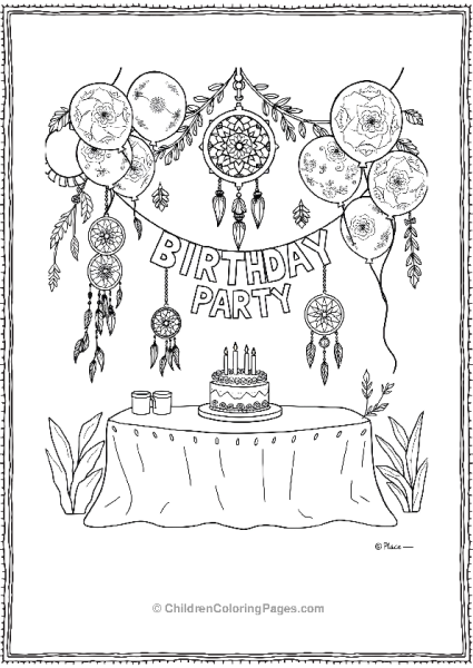 Boho Birthday Party Scene Free PDF Printable