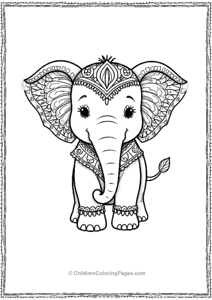 Boho Elephant Adorned With Decorative Elements Free PDF Printable