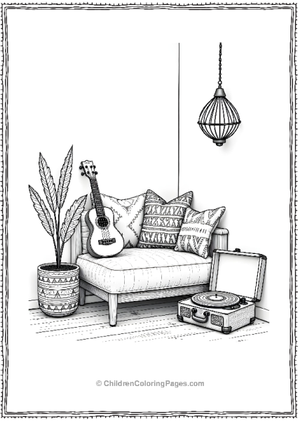 Boho Music Corner A Small Corner With A Ukulele Free PDF Printable