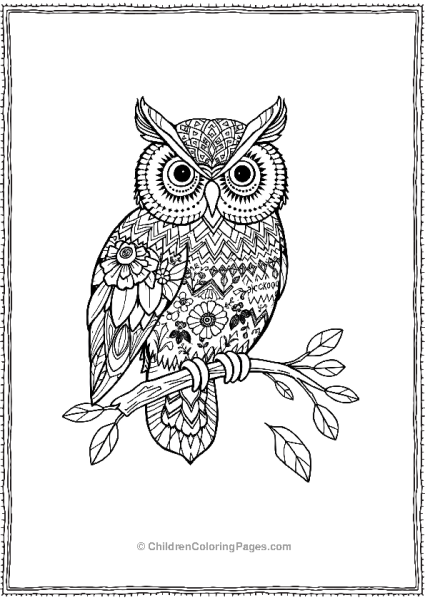 Boho Owl A Detailed Owl Perched On A Branch Free PDF Printable