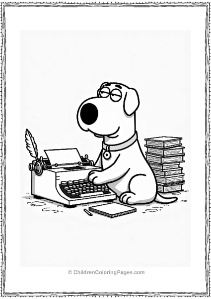 Brian The Dog At A Typewriter Free PDF Printable