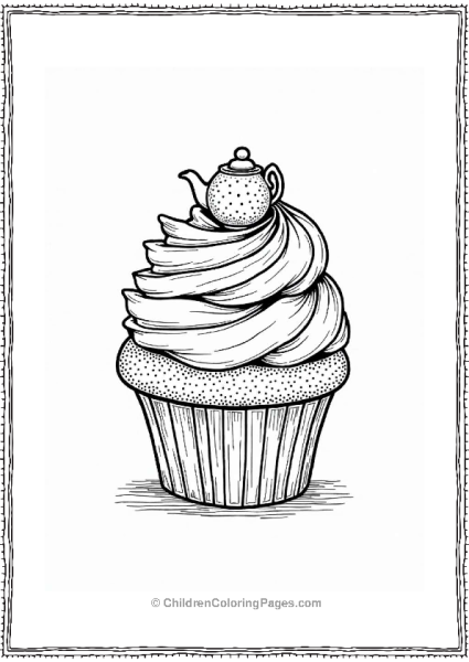 British Victoria Sponge Cupcake With Tea Set Free PDF Printable